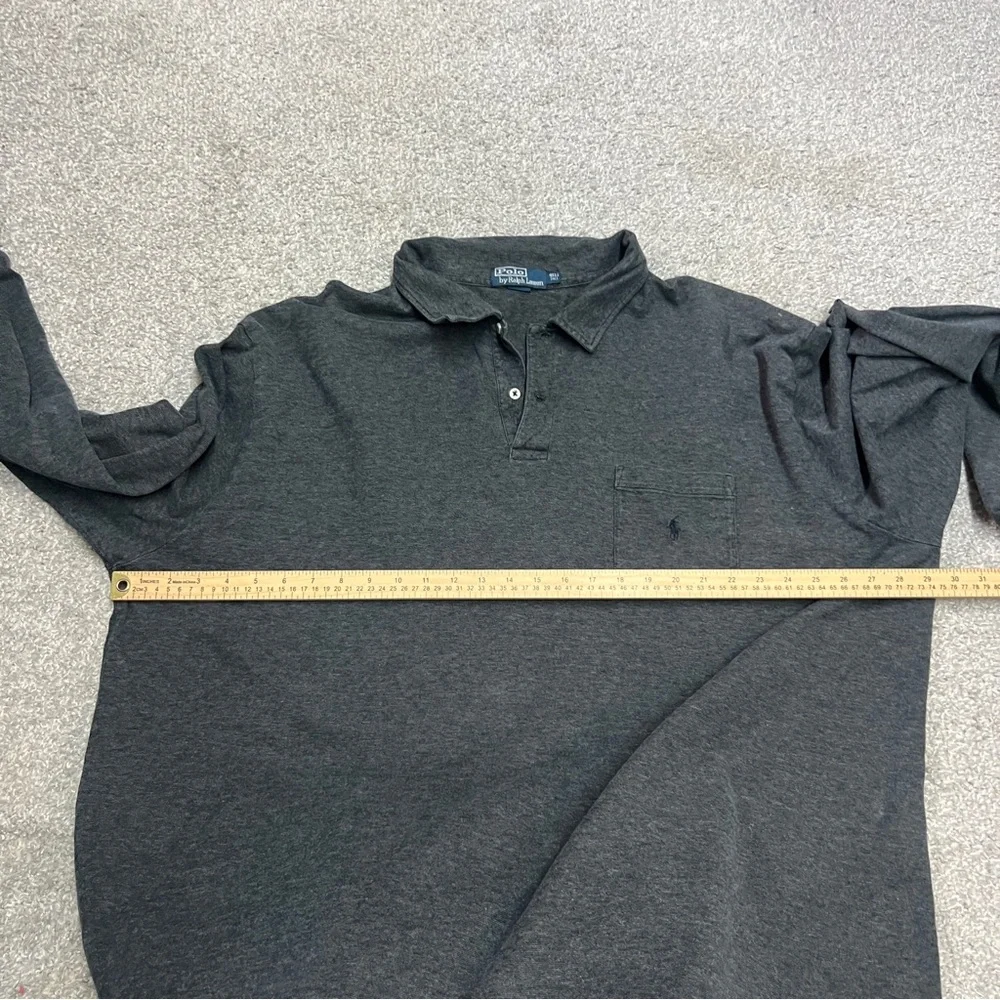 Polo Ralph Lauren Shirt Mens 4XLT Gray Long Sleeve Polo Pony Logo XXXXL Tall